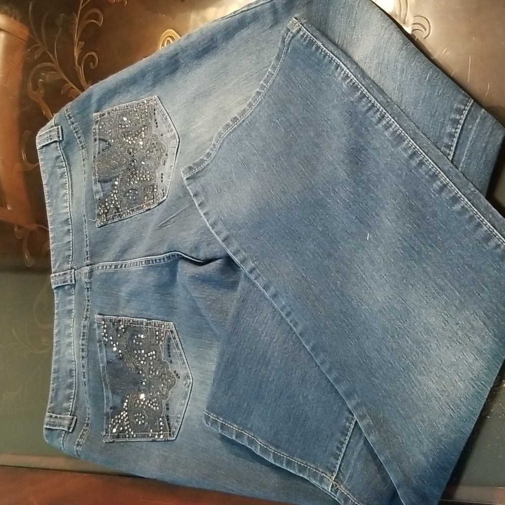 Faded Glory Womens washed Dye Bling Jeans Size 16